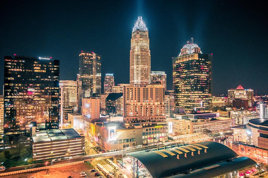 Charlotte skyline at dusk
